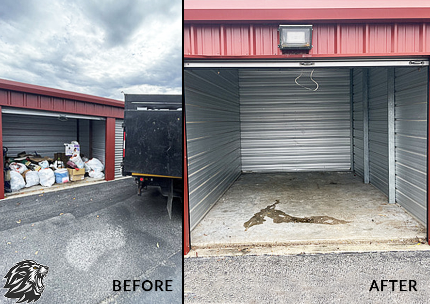 Before and After Dumpster Overflow Removal in Arkansas - The Strong Lion Junk Removal